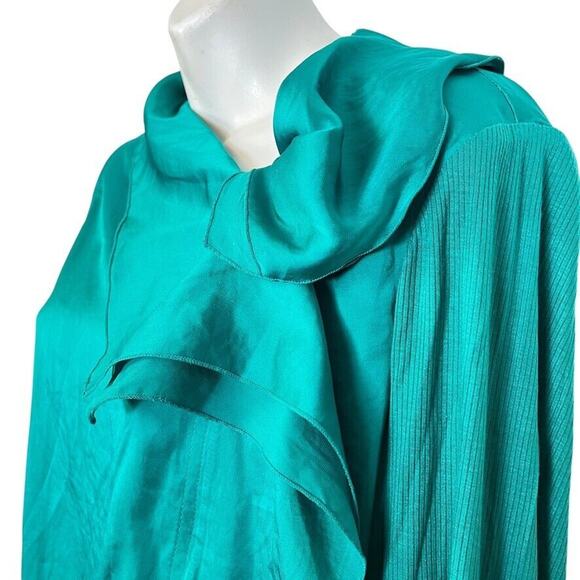INC International Concepts Satin Long Sleeve Moto Jacket Asymmetrical Green 2X - Picture 10 of 16